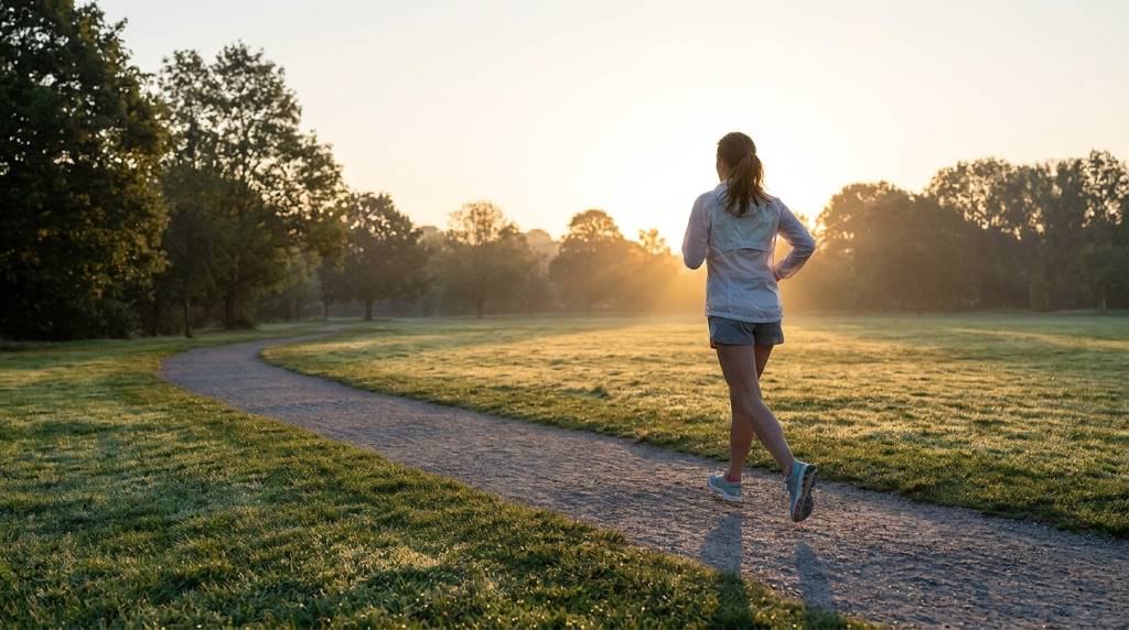 Person exercising during sunrise outdoor workout session