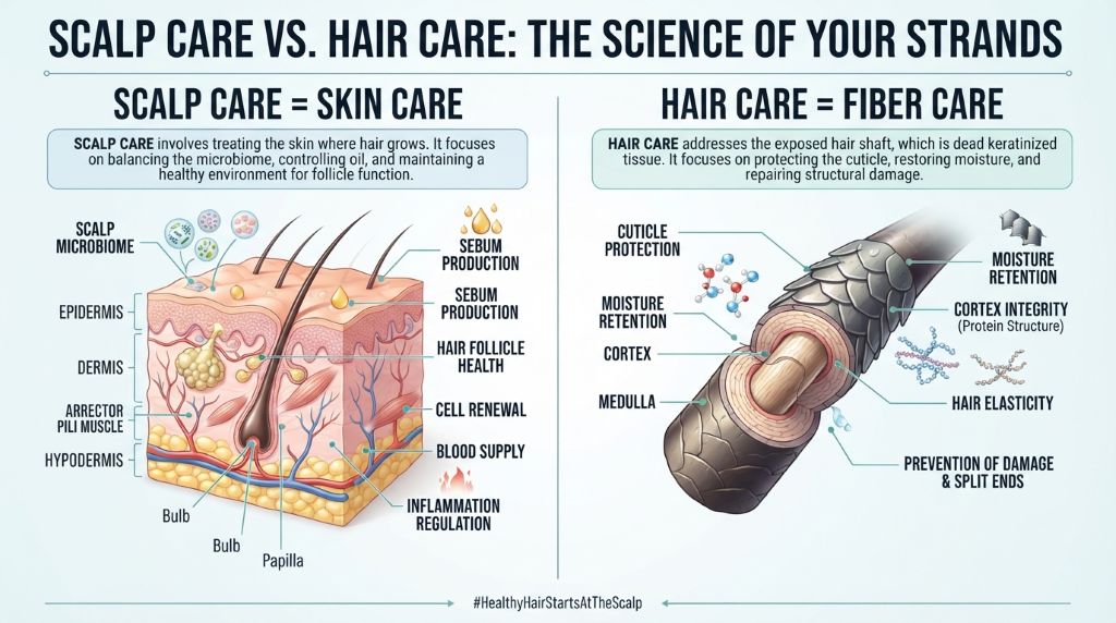 Scalp care versus hair care explained